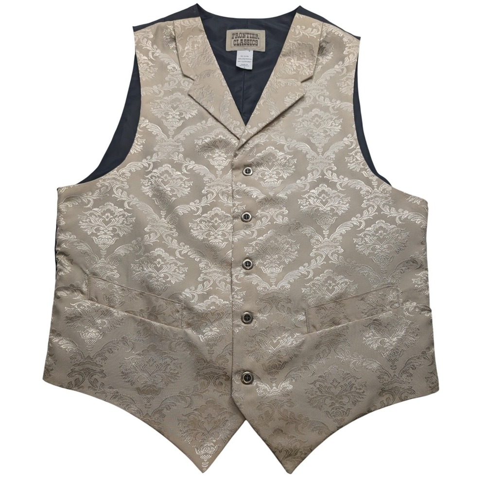 Frontier Classics Vest Mens Large Champagne Gold Damask Western Victorian Goth
